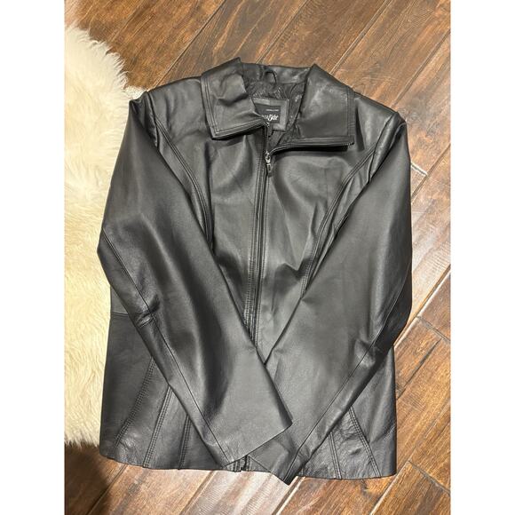 East 5th Ave Black Leather Jacket Blazer Women's Medium - Picture 5 of 12